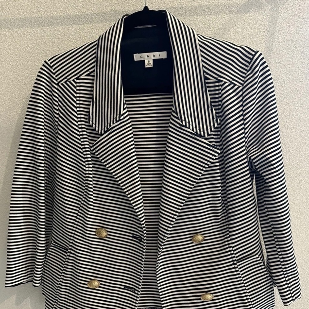 Cabi Life Jacket Blazer - Small Navy and White Stripe Nautical